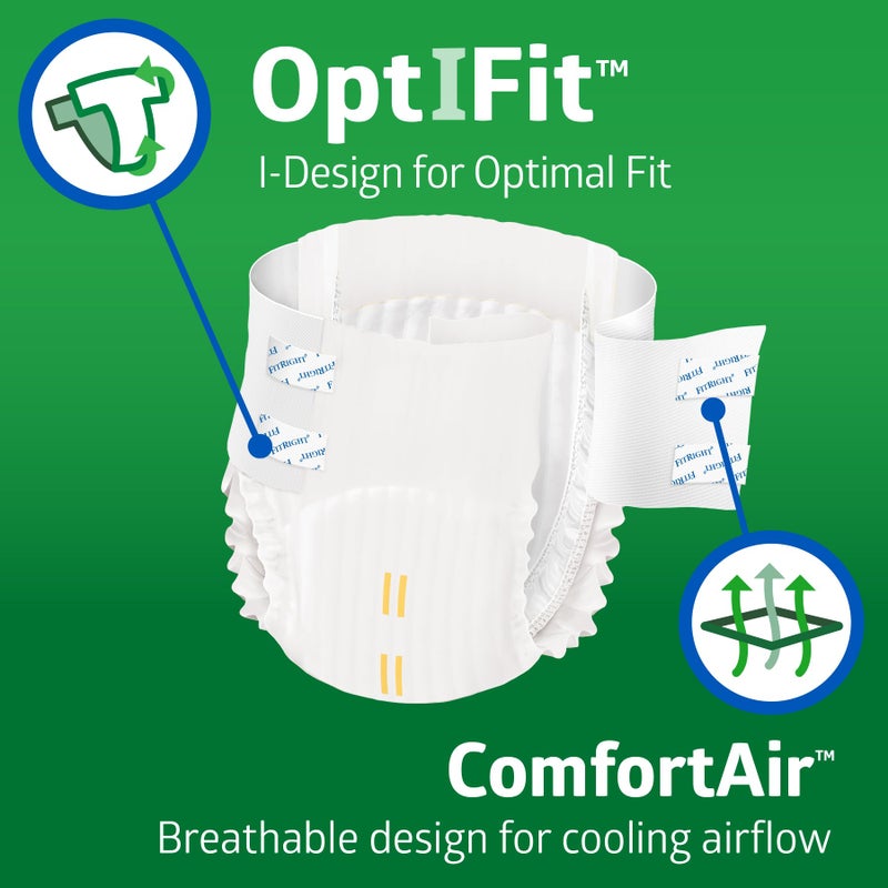 FitRight Ultra Adult Diapers, Disposable Incontinence Briefs, Leak-Proof Diaper, Absorbent Briefs For Men and Women, Maximum Protection, Medium, 32 â€“ 44 in, 20 briefs per bag - Image 2